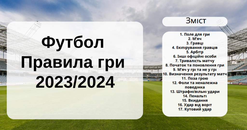 Головне зображення розробки: Правила гри у футбол