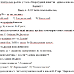 Контрольна робота 7 клас з теми «Літературний детектив і світова новела».