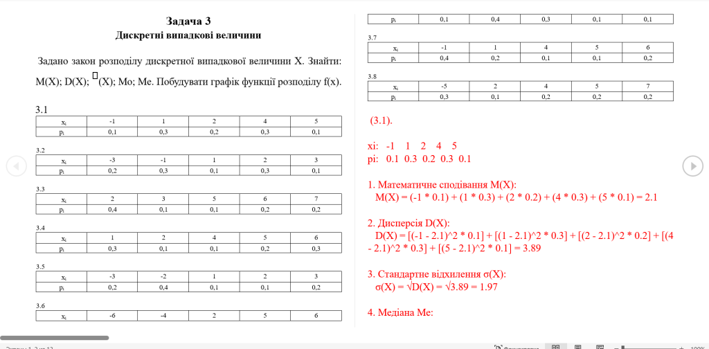 Головне зображення розробки: Задача 3 Дискретні випадкові величини