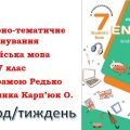 Календарно-тематичне планування з англійської мови для 7 класу НУШ (до підручника О.Карп’юк) по 3,5г