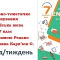 Календарно-тематичне планування з англійської мови для 7 класу НУШ (до підручника О.Карп’юк) по 4год