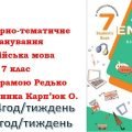 Календарно-тематичне планування з англійської мови для 7 класу НУШ (до підручника О.Карп’юк) у І сем