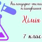 Календарно-тематичне планування ХІМІЯ 7 клас (до підручника авторів Мідак Л.Я., Кузишин О.В.)