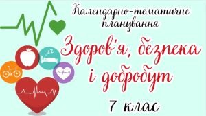 Календарно-тематичне планування Здоров’я, безпека і добробут. 7 клас” НУШ (до підручника авторів Вас