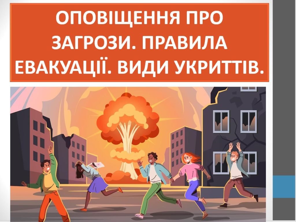 Головне зображення розробки: Презентація “Оповіщення про загрози. Види укриттів.” ( 7 клас НУШ)