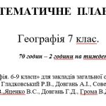 Календарне планування з географії для 7 за програмою Запотоцького С і підручником Запотоцького С
