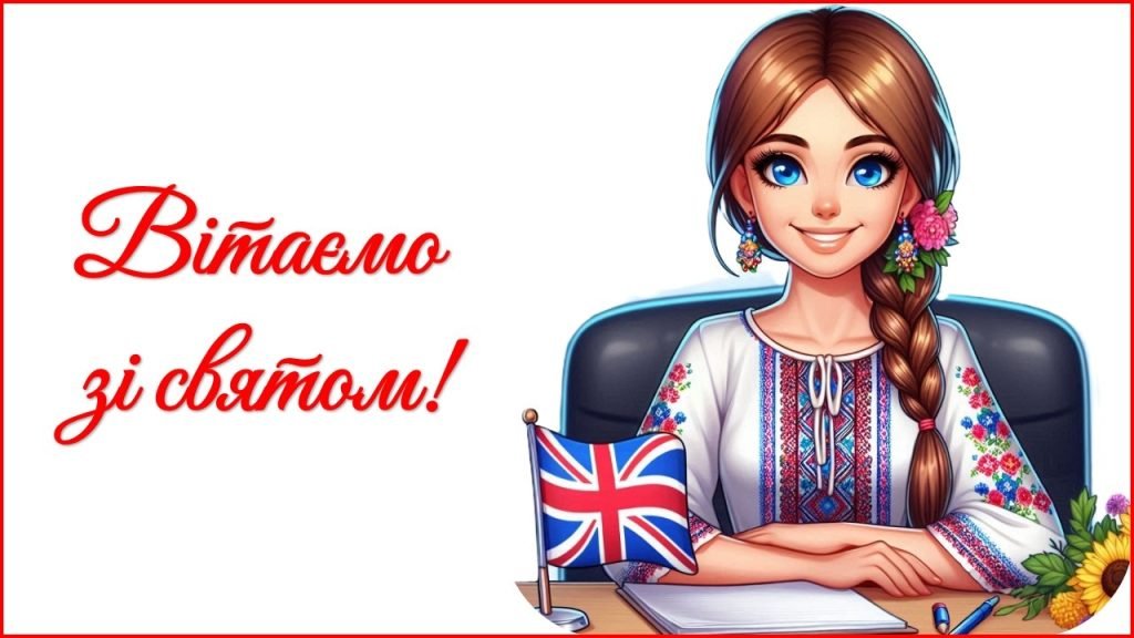 Головне зображення розробки: День вчителя 2025. Привітання до Дня вчителя (для вчителя іноземної мови)