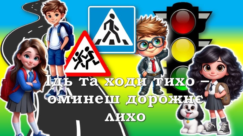 Головне зображення розробки: ПРЕЗЕНТАЦІЯ “ІДЬ ТА ХОДИ ТИХО – ОМИНЕШ ДОРОЖНЄ ЛИХО”