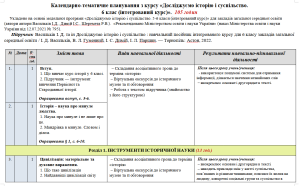Планування. Досліджуємо історію і суспільство. 6 клас. 105 годин. Васильків І.