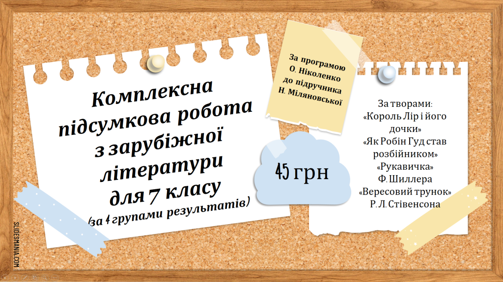 Головне зображення розробки: КОМПЛЕКСНА ПІДСУМКОВА РОБОТА за темою “Герої та героїні балад” (7 кл.)