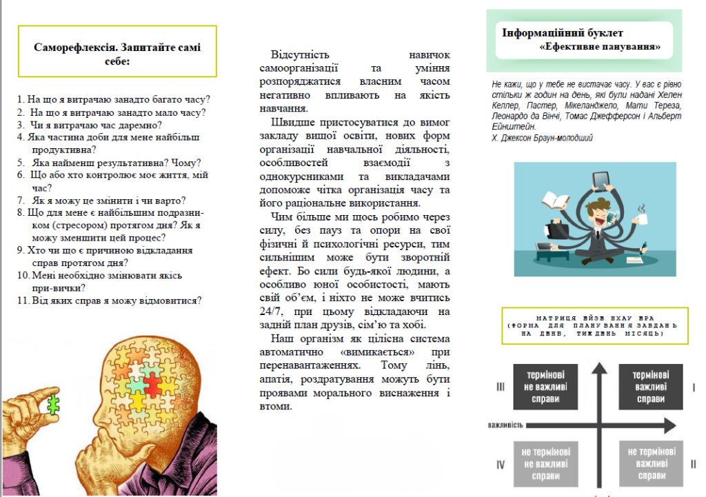 Головне зображення розробки: Інформаційний буклет «Ефективне панування»