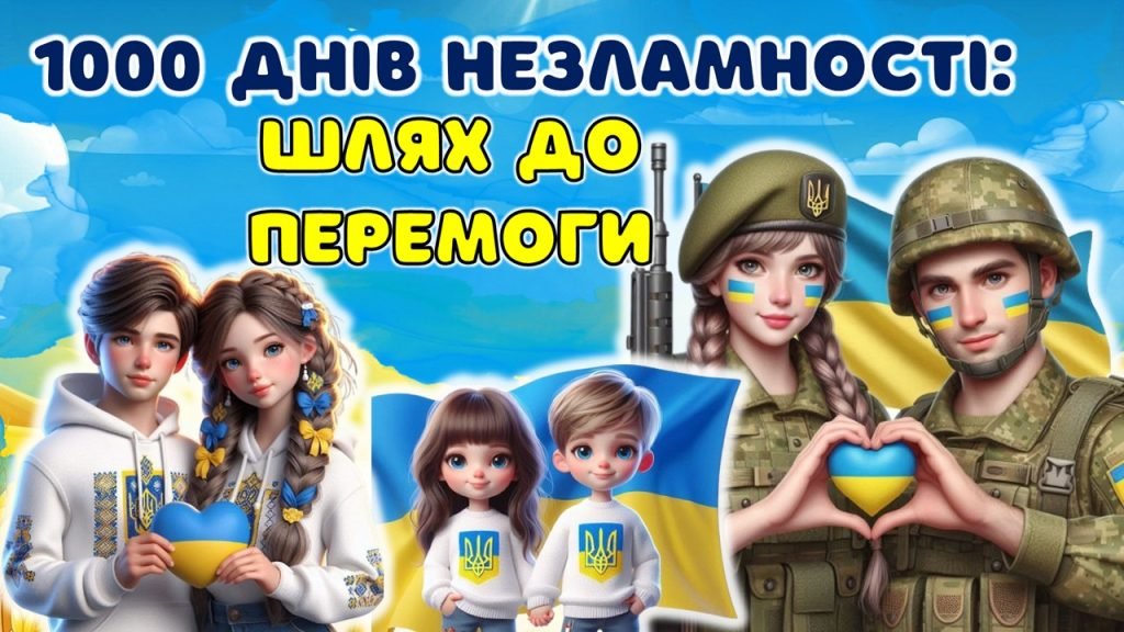 Головне зображення розробки: 1000 ДНІВ ВІЙНИ. 19 листопада 2024 року. Оформлення дошки