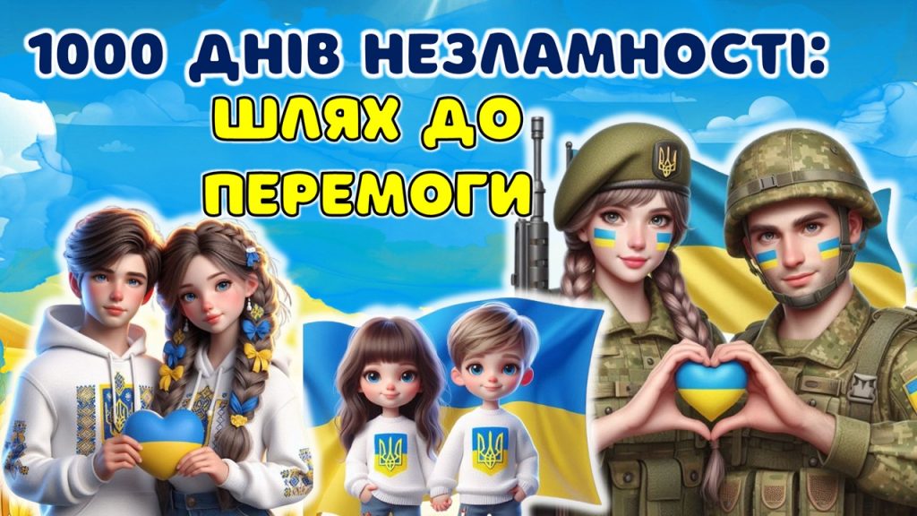 Головне зображення розробки: 1000 ДНІВ ВІЙНИ. ТИСЯЧА ДНІВ ВІД ПОВНОМАСШТАБНОГО ВТОРГНЕННЯ. 19 листопада 2024 року. Презентація.