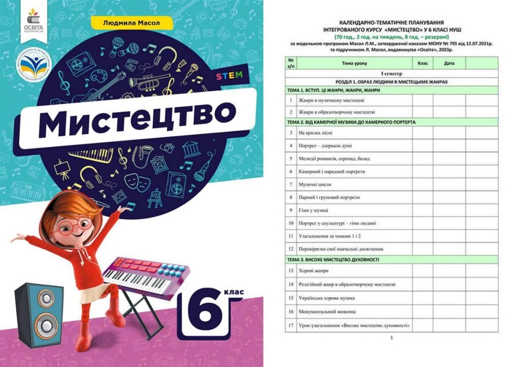 Головне зображення розробки: КТП. МИСТЕЦТВО. 6 КЛ НУШ 2 ГОД.ТИЖД. ПРОГРАМА, ПІДРУЧН. МАСОЛ+НОВІ КРИТЕРІЇ ОЦІНЮВАННЯ+НАВЧ.ПРОГРАМА