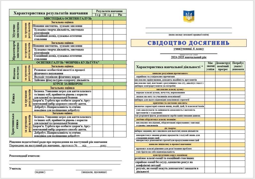 Головне зображення розробки: СВІДОЦТВО ДОСЯГНЕНЬ 6 КЛАС ОНОВЛЕНЕ НАКАЗ МОН ВІД 02.08.2024Р. № 1093 РЕКОМЕНДАЦІЇ ЩОДО ОЦІНЮЮВАННЯ