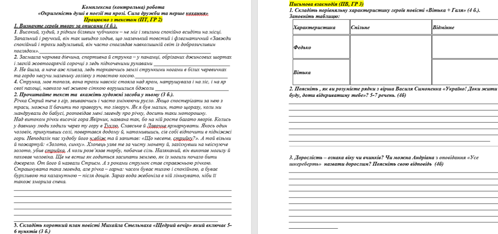Головне зображення розробки: Комплексна (контрольна) робота «Окриленість душі в поезії та прозі. Сила дружби та перше кохання»