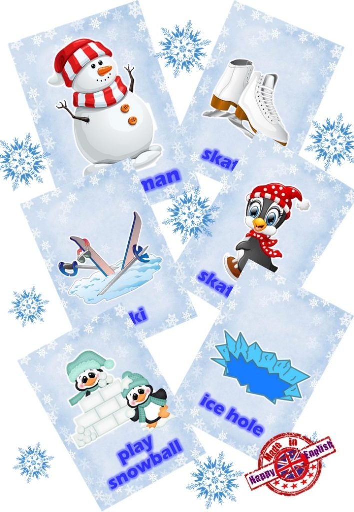 Головне зображення розробки: Демонстраційні картки “Winter” (Зима) з англійської мови