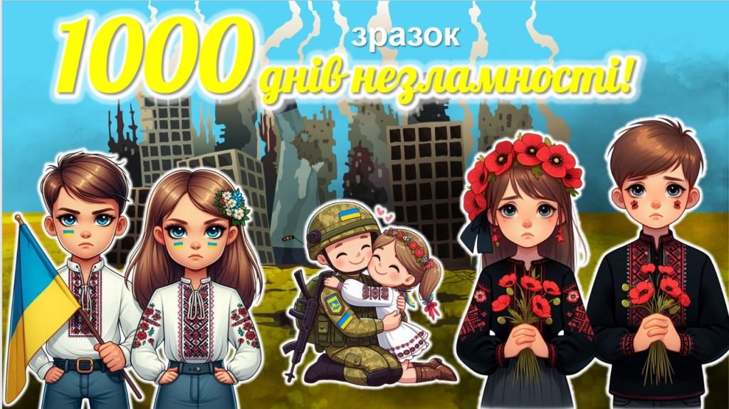 Головне зображення розробки: Презентація до 19 листопада – 1000 днів від початку повномасштабного вторгнення “1000 днів незламнос
