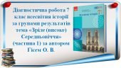 Діагностична робота з всесвітньої історії 7 клас НУШ “Зріле (високе) Середньовіччя” автор Гісем О. В.