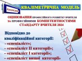 СТАНДАРТ ВЧИТЕЛЯ 2024 КВАЛІМЕТРИЧНА МОДЕЛЬ ОЦІНЮВАННЯ РІВНЯ ПРОФЕСІЙНОГО РОЗВИТКУ ВЧИТЕЛЯ КВАЛІФІКАЦІЙНОЇ КАТЕГОРІЇ «СПЕЦІАЛІСТ І КАТЕГОРІЇ”