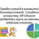 Порядок команд в алгоритмі. Виконавці команд. Складання алгоритму. Об’єднання предметів у групи за певними заданими ознаками