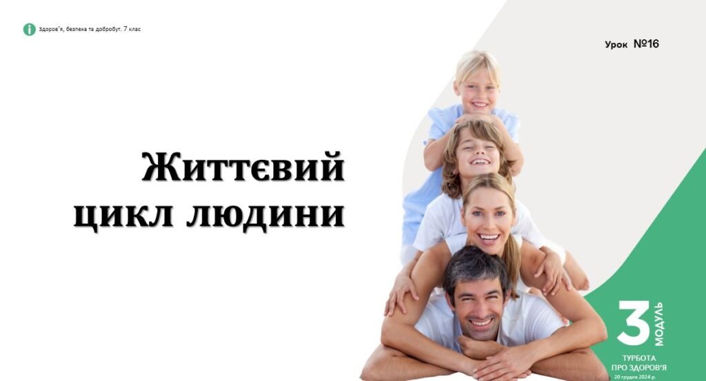 Головне зображення розробки: Життєвий цикл людини. 7 КЛАС. О. ШИЯН