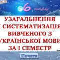 Повторення вивченого з української мови за 1 семестр 6 клас НУШ
