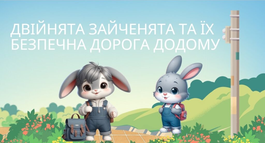 Головне зображення розробки: Презентація для проведення єдиного національного уроку з правил дорожнього руху “Двійнята зайченята та їх безпечна дорога додому”