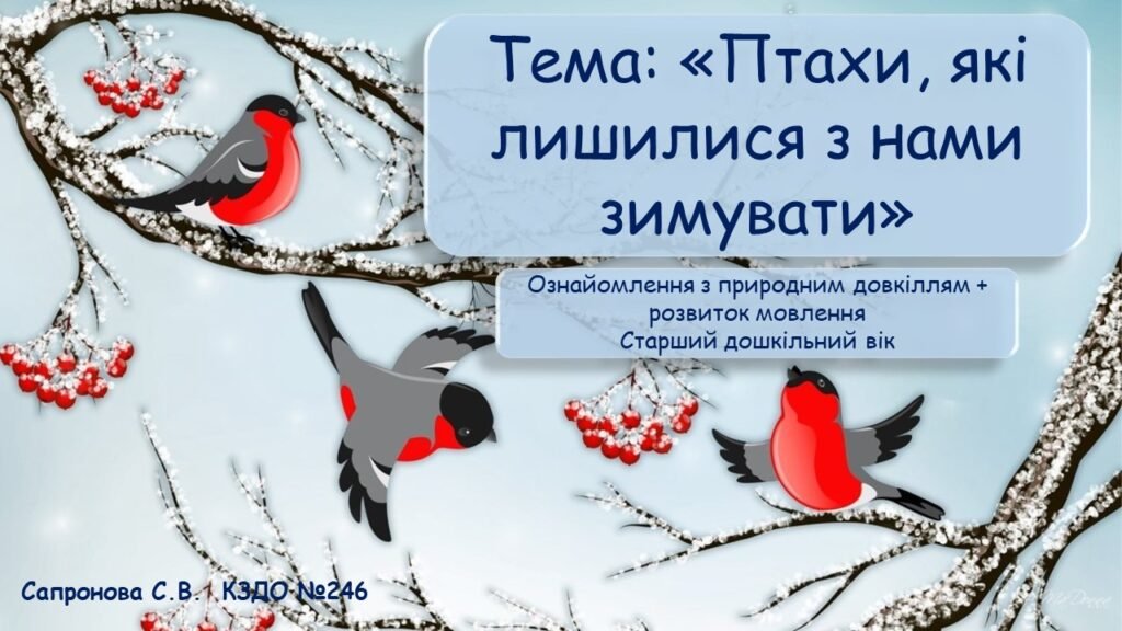 Головне зображення розробки: Конспект та презентація до заняття на тему: “Птахи, які лишилися з нами зимувати”