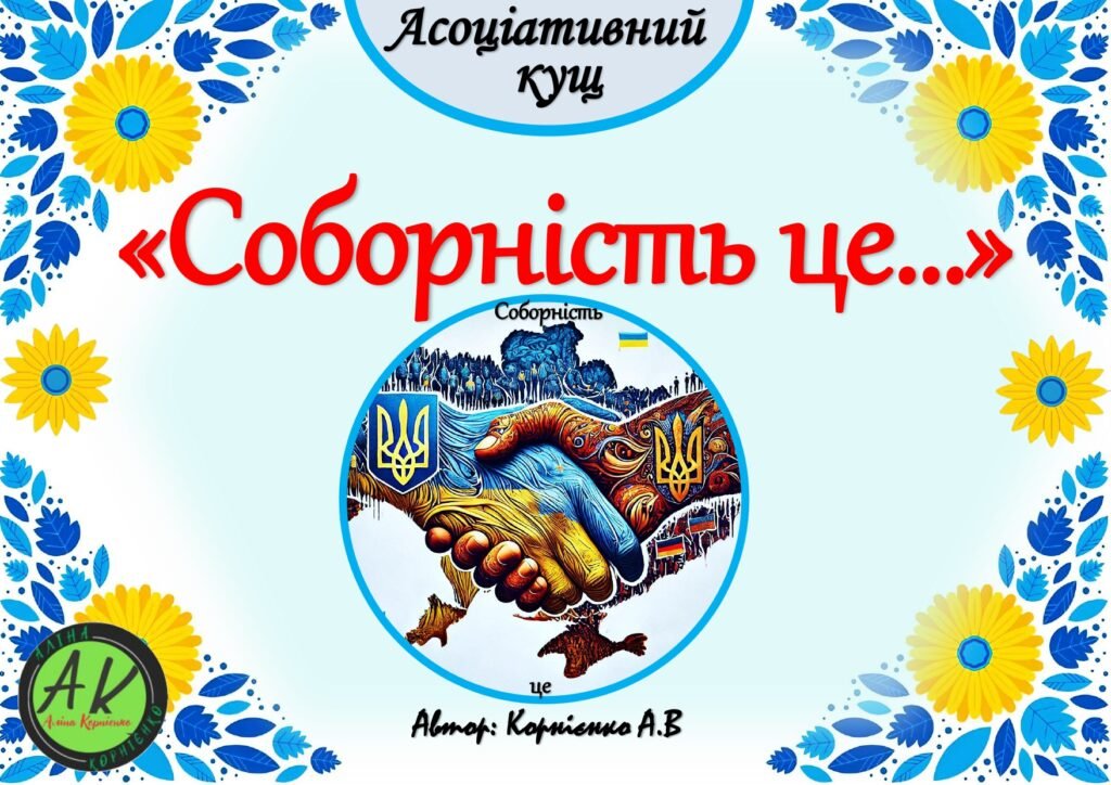 Головне зображення розробки: Асоціативний кущ 🇺🇦🤝”Соборність це…”🤝🇺🇦