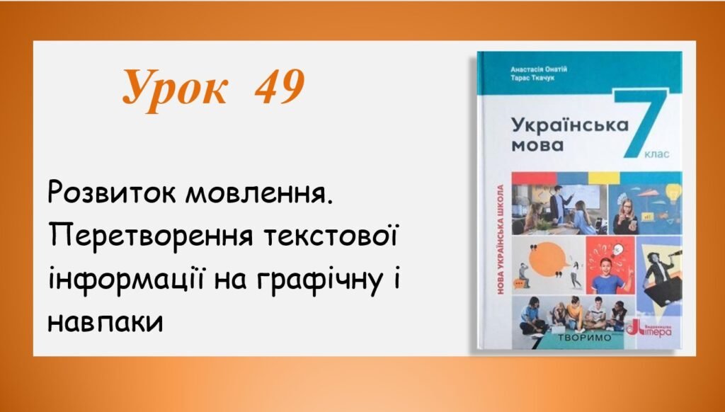 Головне зображення розробки: Презентація “Розвиток мовлення. Перетворення текстової інформації на графічну і навпаки”(7 клас НУШ за підручником А.В.Онатій, Т.П.Ткачука)