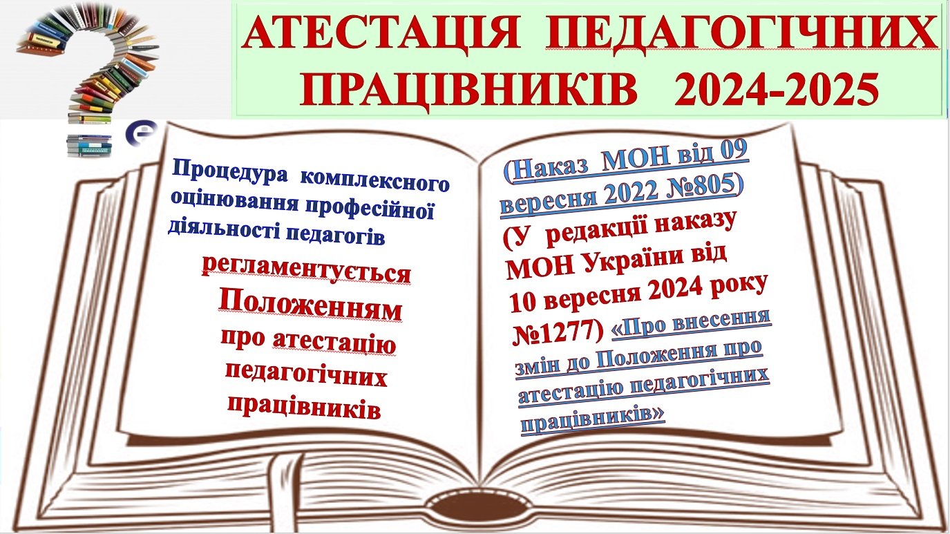 АТЕСТАЦІЯ ПЕДАГОГІЧНИХ ПРАЦІВНИКІВ 2024-2025 зі змінами: НОРМАТИВНО-ПРАВОВИЙ АСПЕКТ. Усі документи з ОРГАНІЗАЦІЇ АТЕСТАЦІЇ+ 2 накази про внесення змін