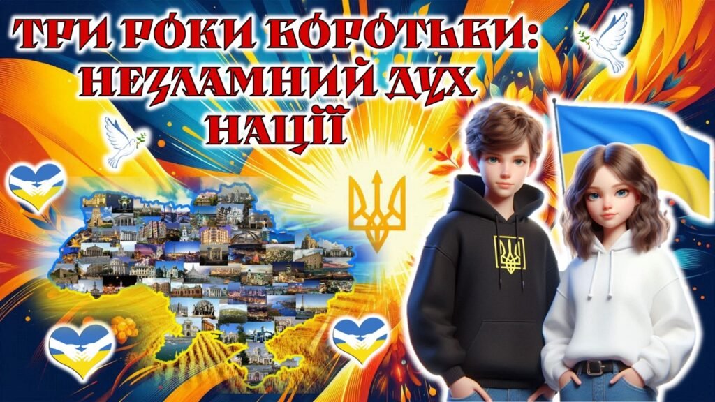 Головне зображення розробки: 24 лютого 2025 року – Третя річниця війни в Україні. Анімована презентація.