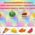 Демонстраційний матеріал на засвоєння понять “ціле” та “частина”.