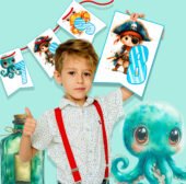 Розтяжка-прапорці з цифрами «Пірати» для оформлення групи або класу