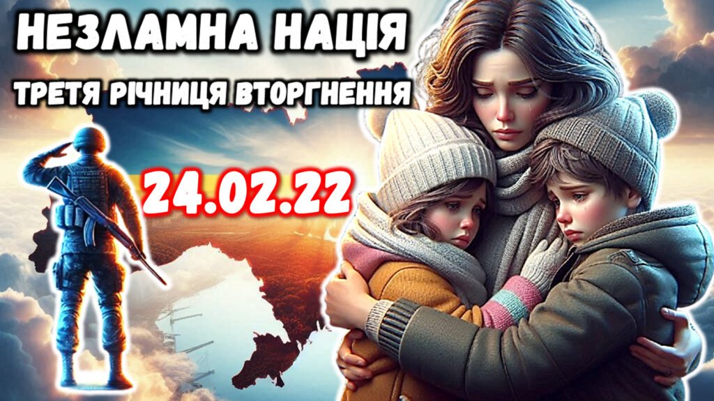 Головне зображення розробки: НЕЗЛАМНА НАЦІЯ ТРЕТЯ РІЧНИЦЯ ВТОРГНЕННЯ (презентація+конспект+розтяжка+плака