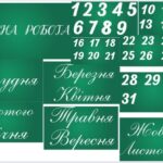 МІСЯЦІ, КЛАСНА РОБОТА,ЧИСЛА.(ПРОПИС.). НАОЧНИЙ МАТЕРІАЛ НА ДОШКУ.