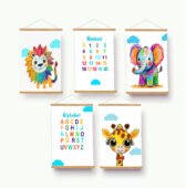 Набір постерів «Джунглі» для класу англійської -цифри, букви.(А4)