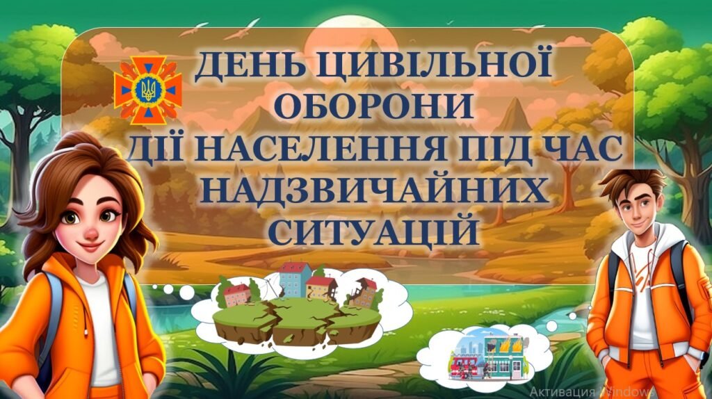 Головне зображення розробки: Інтерактивна презентація “ДЕНЬ ЦИВІЛЬНОЇ ОБОРОНИ. ДІЇ НАСЕЛЕННЯ ПІД ЧАС НАДЗВИЧАЙНИХ СИТУАЦІЙ” + конспект+плакат