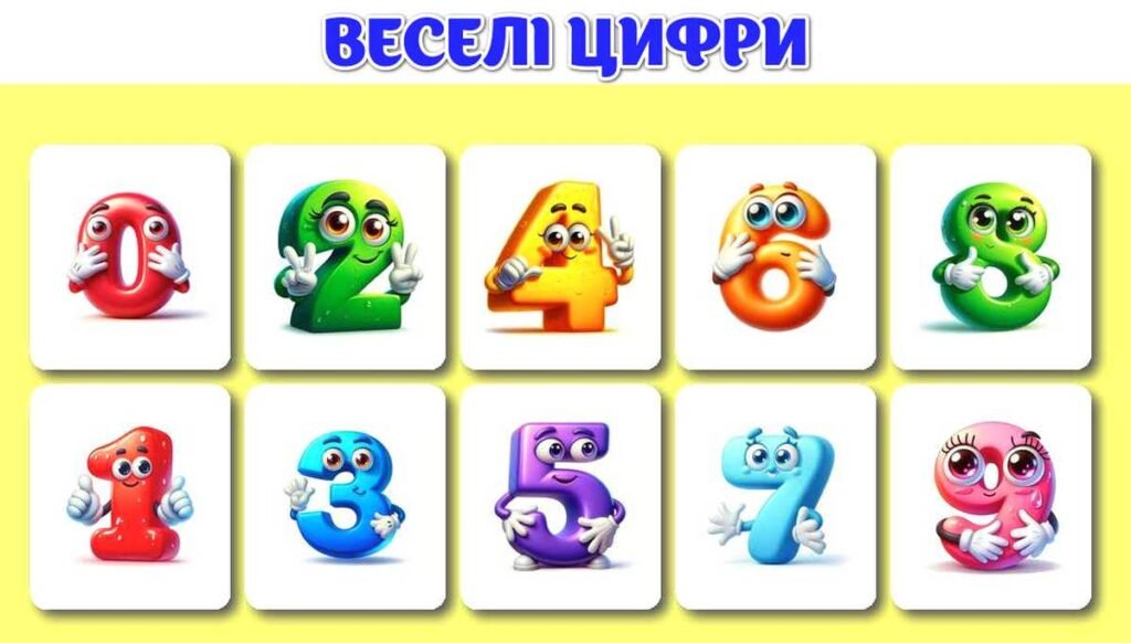 Головне зображення розробки: !!! ВЕСЕЛІ ЦИФРИ від 0 до 9. ВИВЧАЄМО ЦИФРИ. НАОЧНІСТЬ ДЛЯ ДОШКІЛЬНЯТ І ПОЧАТКОВОЇ ШКОЛИ