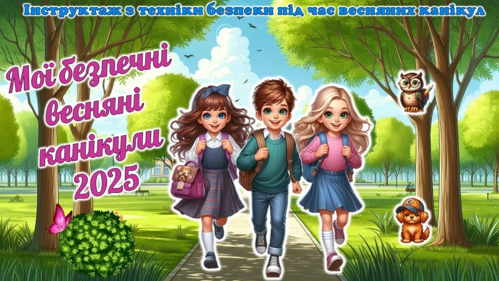 Головне зображення розробки: Інструктаж з техніки безпеки під час весняних канікул 2025. Мої безпечні весняні канікули 2025. Сучасна, анімована презентація.
