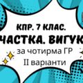 Комплексна підсумкова робота. 7 клас. Українська мова. “Частка. Вигук” за чотирма ГР. ІІ варіанти