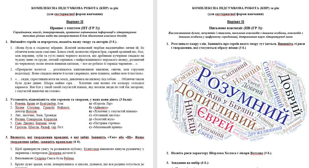 Головне зображення розробки: КПР за рік для екстернатної форми навчання з зарубіжної літератури для 7 класу