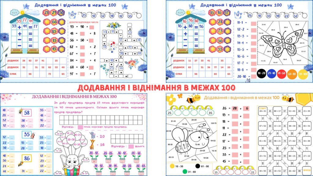 Головне зображення розробки: ДОДАВАННЯ І ВІДНІМАННЯ В МЕЖАХ 100