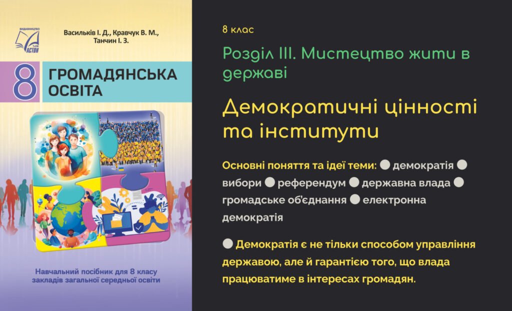 Головне зображення розробки: Презентація . Демократичні цінності та інститути. 8 клас НУШ. Громадянська освіта