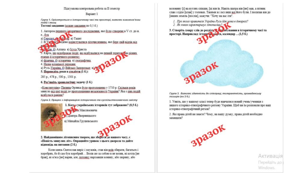 Головне зображення розробки: Комплексна підсумкова контрольна робота за 2 семестр «Вступ до історії та громадянської освіти» (за групами результатів) Гісем