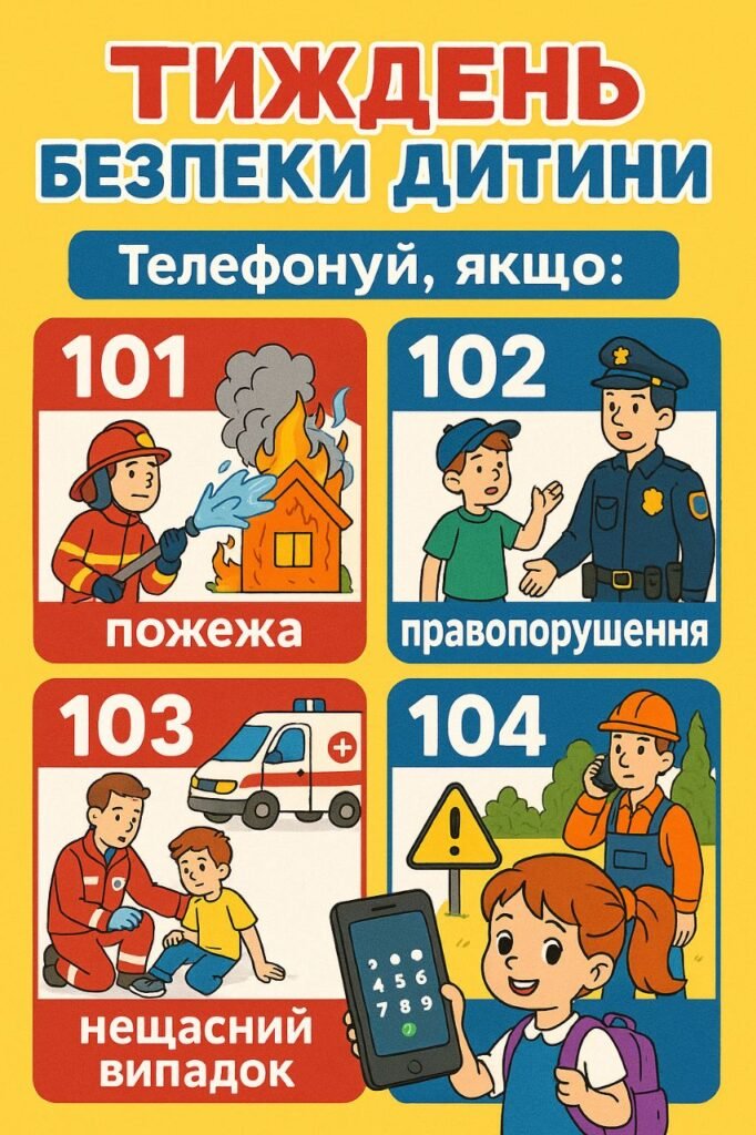 Головне зображення розробки: ТИЖДЕНЬ БЕЗПЕКИ ДИТИНИ. ВЕЛИКИЙ ШКІЛЬН. ПЛАКАТ (ПОДІЛ. НА 4 ЧАСТИНИ).