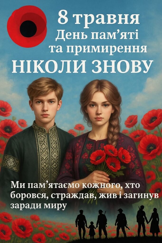 Головне зображення розробки: СУЧАСНИЙ ПЛАКАТ ДО ДНЯ ПАМ’ЯТІ ТА ПРИМИРЕННЯ. (ПОДІЛ. НА 6 ЧАСТИН).