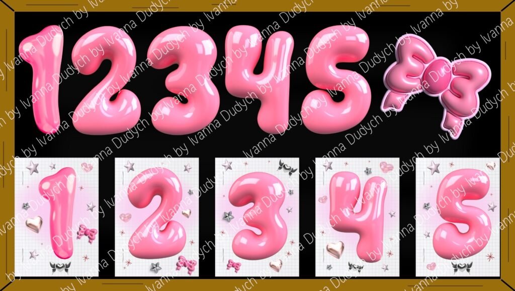 Головне зображення розробки: 3D цифри від 0 до 9 в сучасному дизайні для оформлення свят