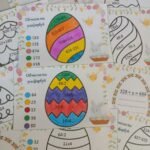 Фото розробки: Математичні писанки для 3 класу (обчисли вирази, розв’яжи рівняння, розфарбуй писанку). Тематичні завдання до Великодня.